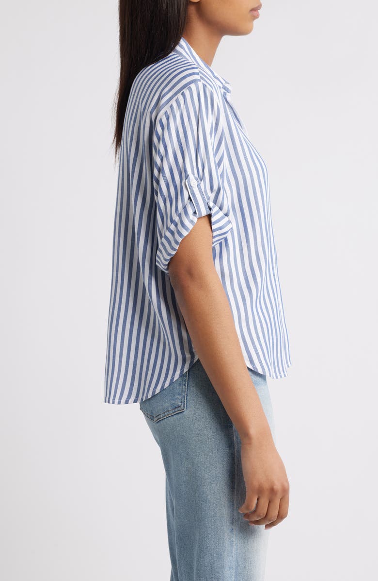 beachlunchlounge Murphy Stripe Button-Up Shirt, Alternate, color, Starry Night