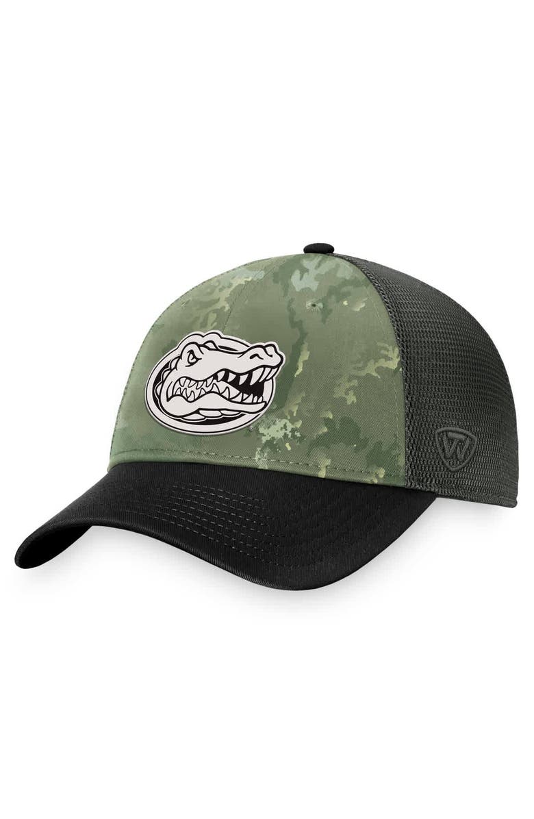 TOP OF THE WORLD Men's Top of the World Hunter Green/Gray Florida Gators OHT Military Appreciation Unit Trucker Adjustable Hat, Alternate, color, 