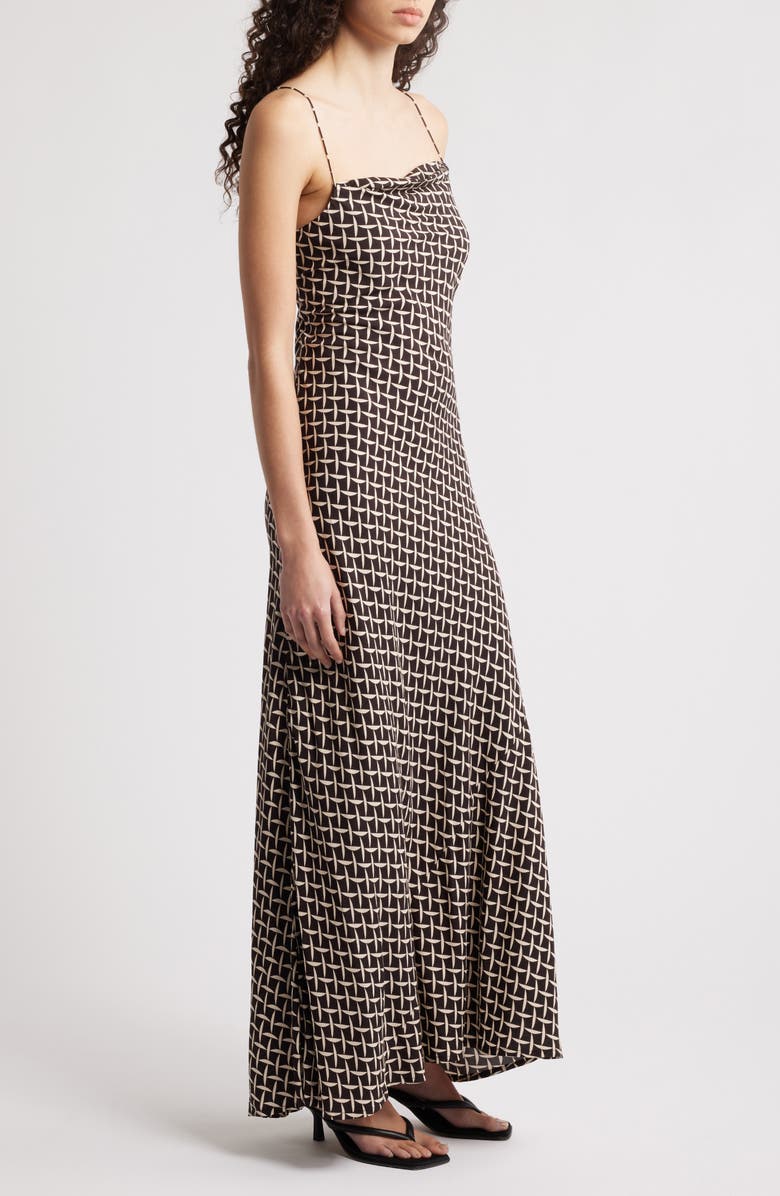 Faithfull the Brand Luisa Geo Print Maxi Dress, Alternate, color, Espresso Geo