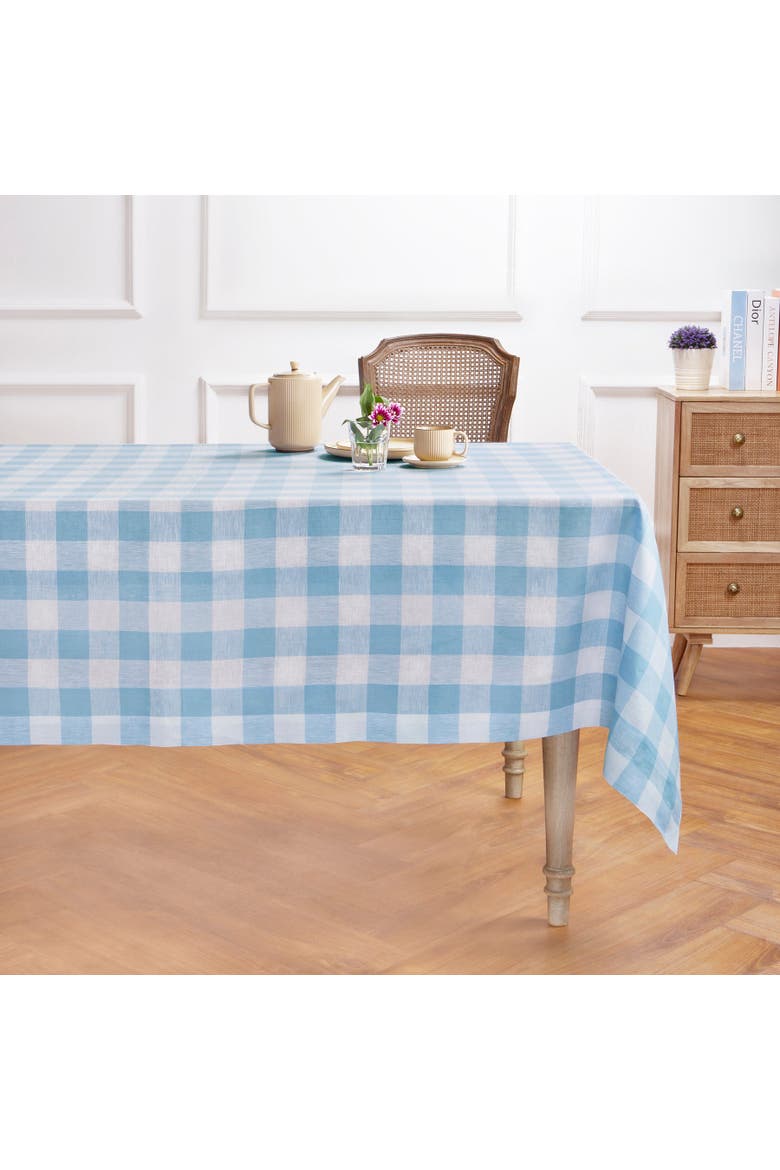 Linen Tablecloth - Buffalo Check, Main, color, Blue Bell