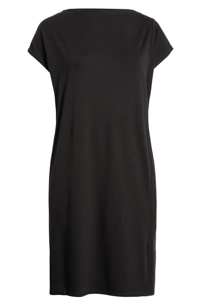 Eileen Fisher Funnel Neck Maxi Dress, Alternate, color, Black
