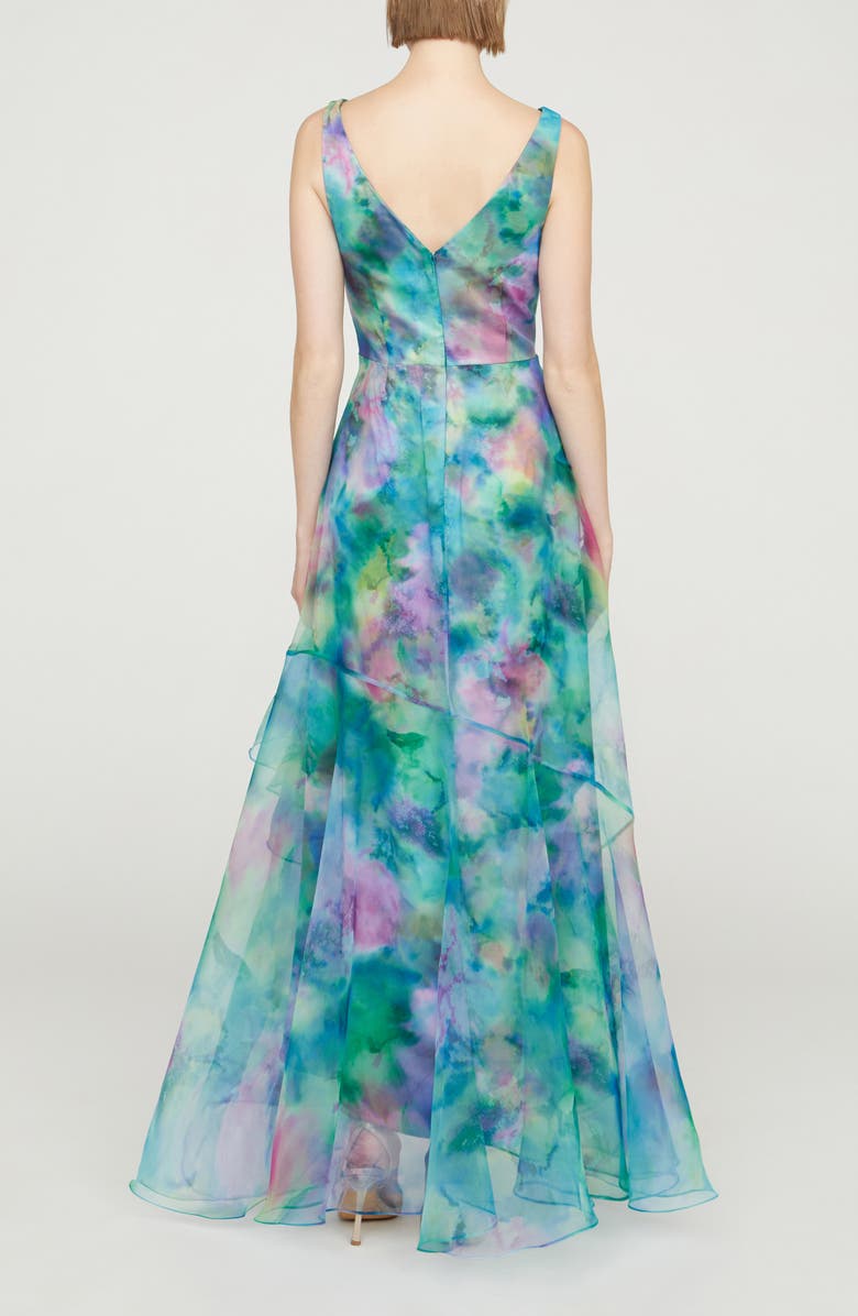 Theia Karen Print Organza Gown, Alternate, color, 
