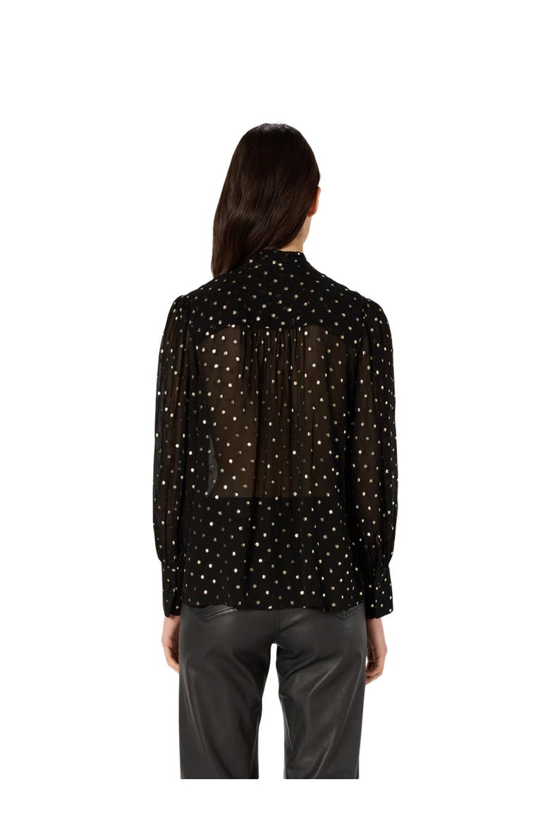 Andree Sheer Metallic Polka Dot Blouse, Alternate, color, Black