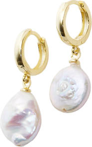 Spero London Treated Freshwater Cultured Baroque Pearl Hoop Earrings