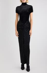 Alaïa Crystal Embellished Draped Velvet Gown