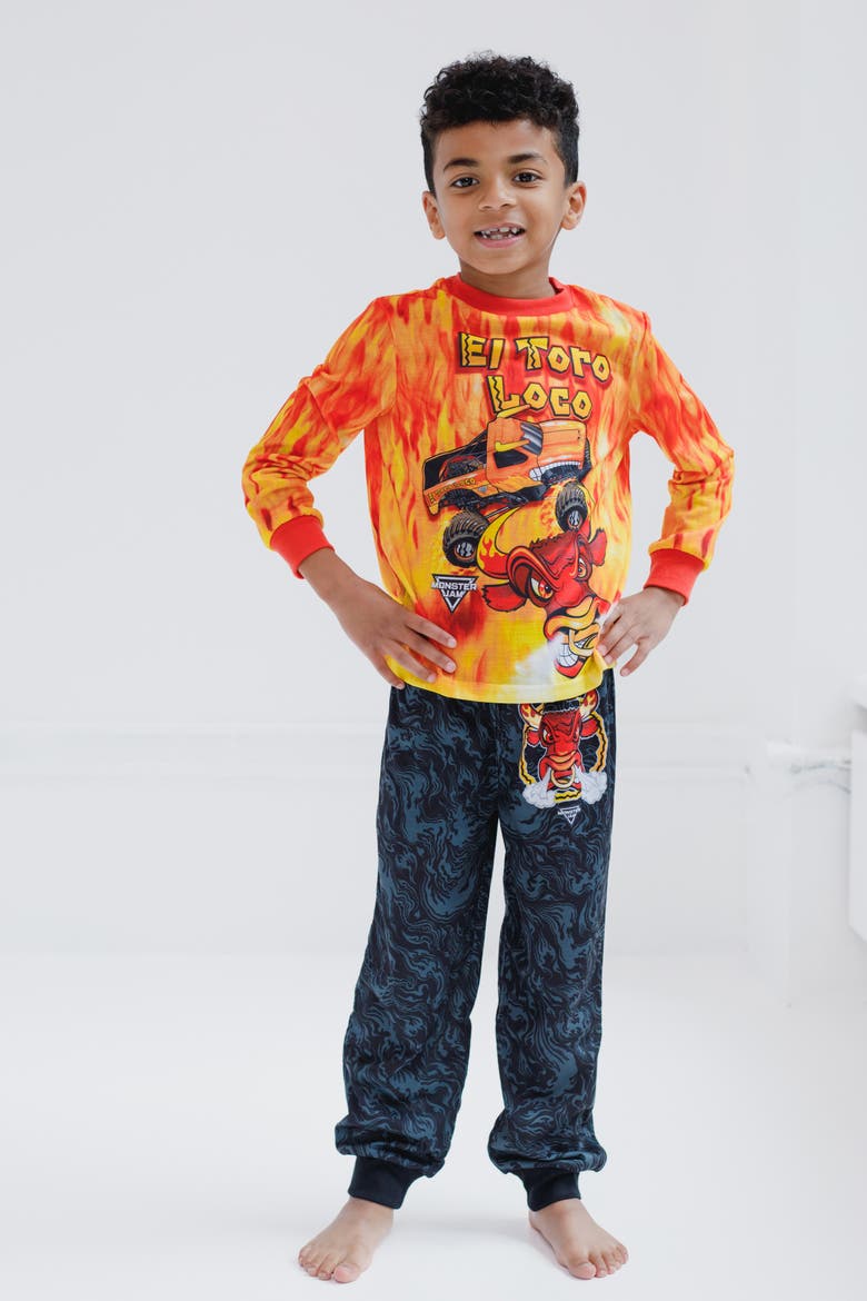 2-piece Long Sleeve Pajama Set (toddler, Little Kid & Big Kid), Alternate, color, El Toro Loco Orange
