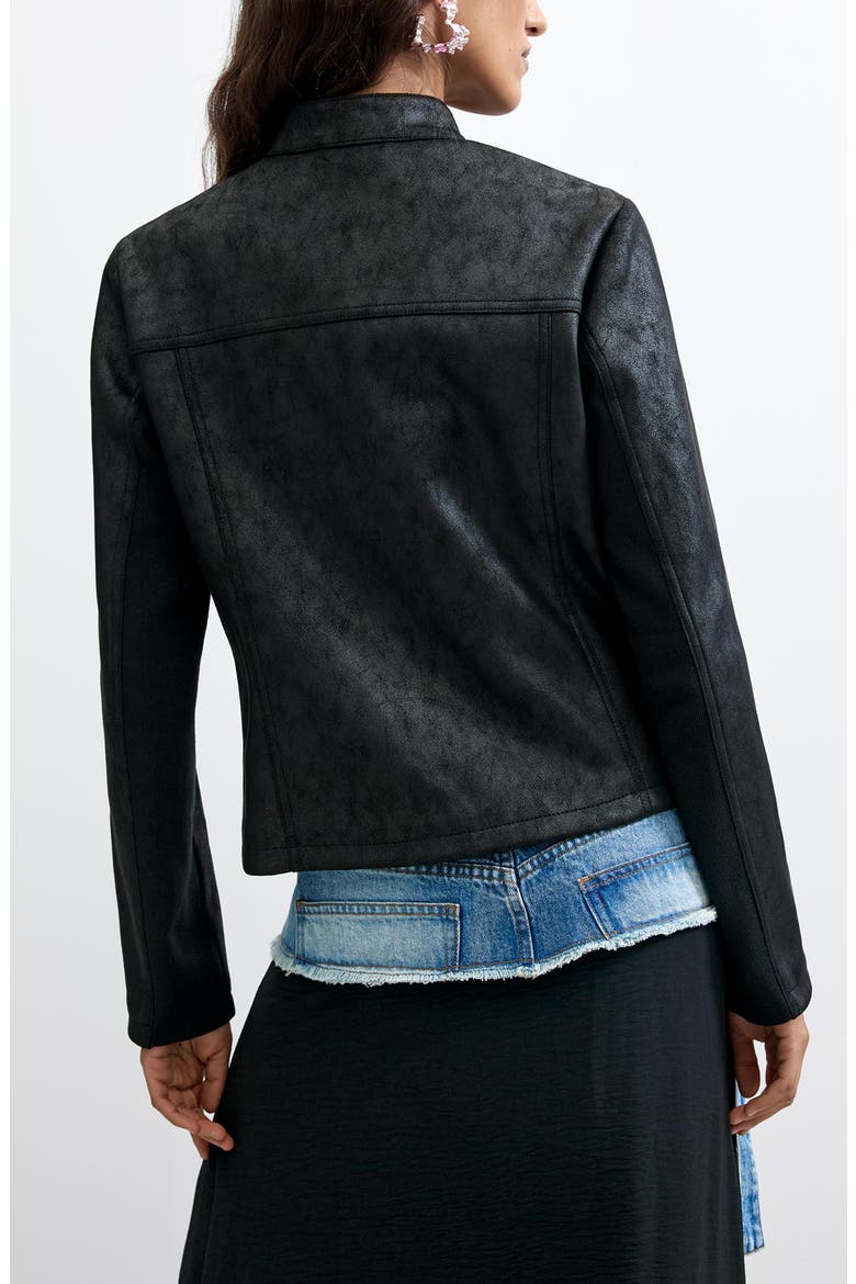Faux Leather Jacket, Alternate, color, BLACK