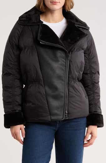 Hudson Jeans Faux Fur Collar Quilted Bomber Jacket