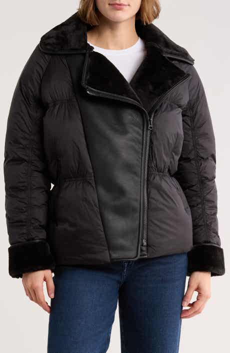 Hudson Jeans Faux Fur Collar Quilted Bomber Jacket