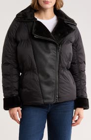 Hudson Jeans Faux Fur Collar Quilted Bomber Jacket