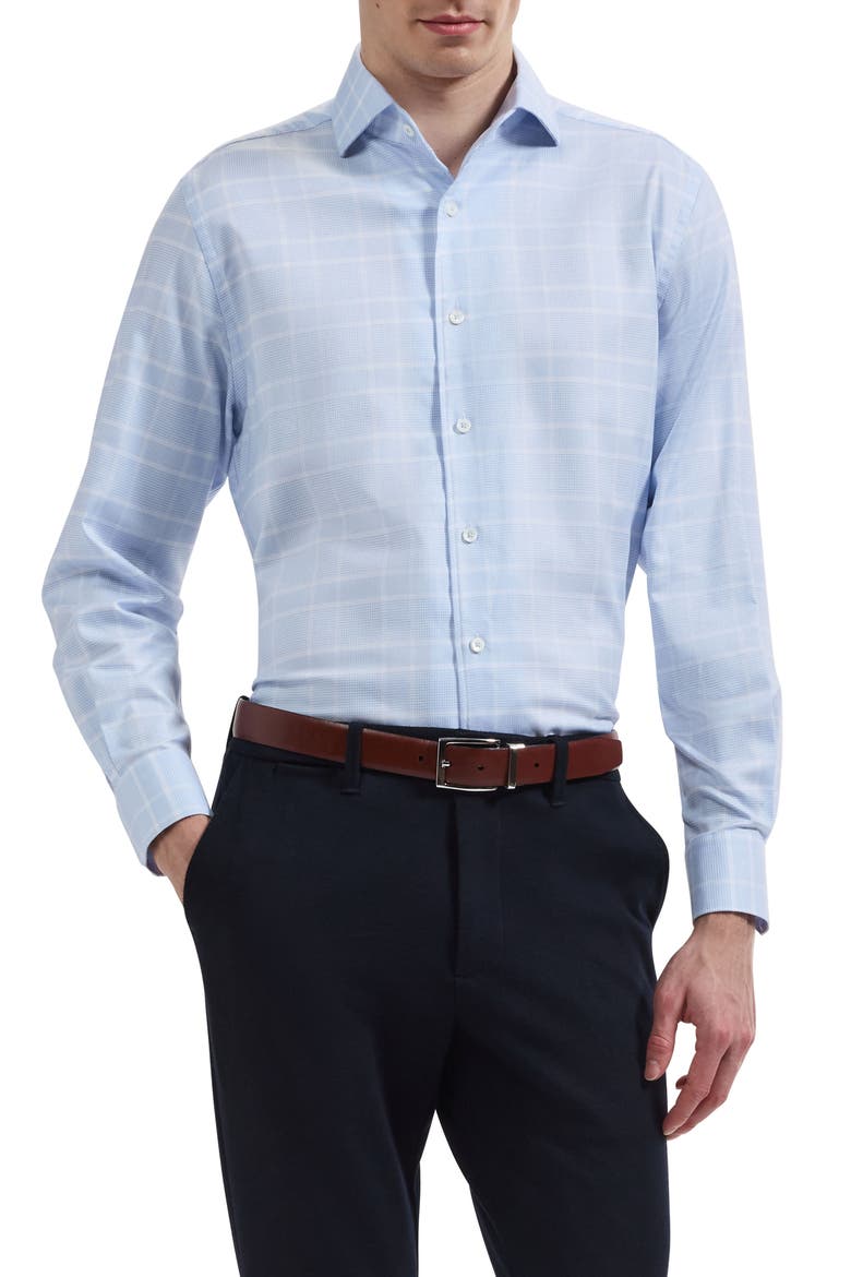 Alvin Shaped Fit Plaid Shirt, Main, color, SKY