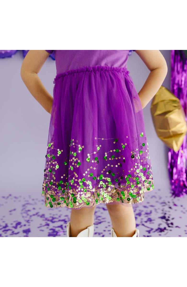 Sweet Wink Mardi Gras Confetti Short Sleeve Tutu Dress, Alternate, color, Soft Pink