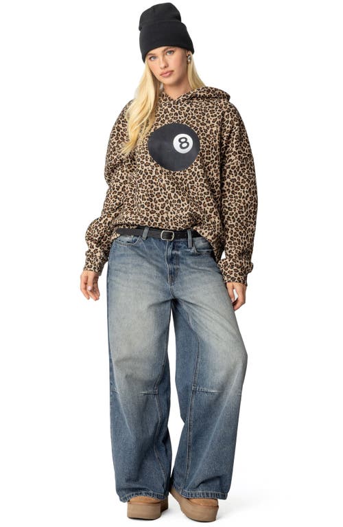 Shop Edikted 8 Ball Leopard Print Oversize Graphic Hoodie