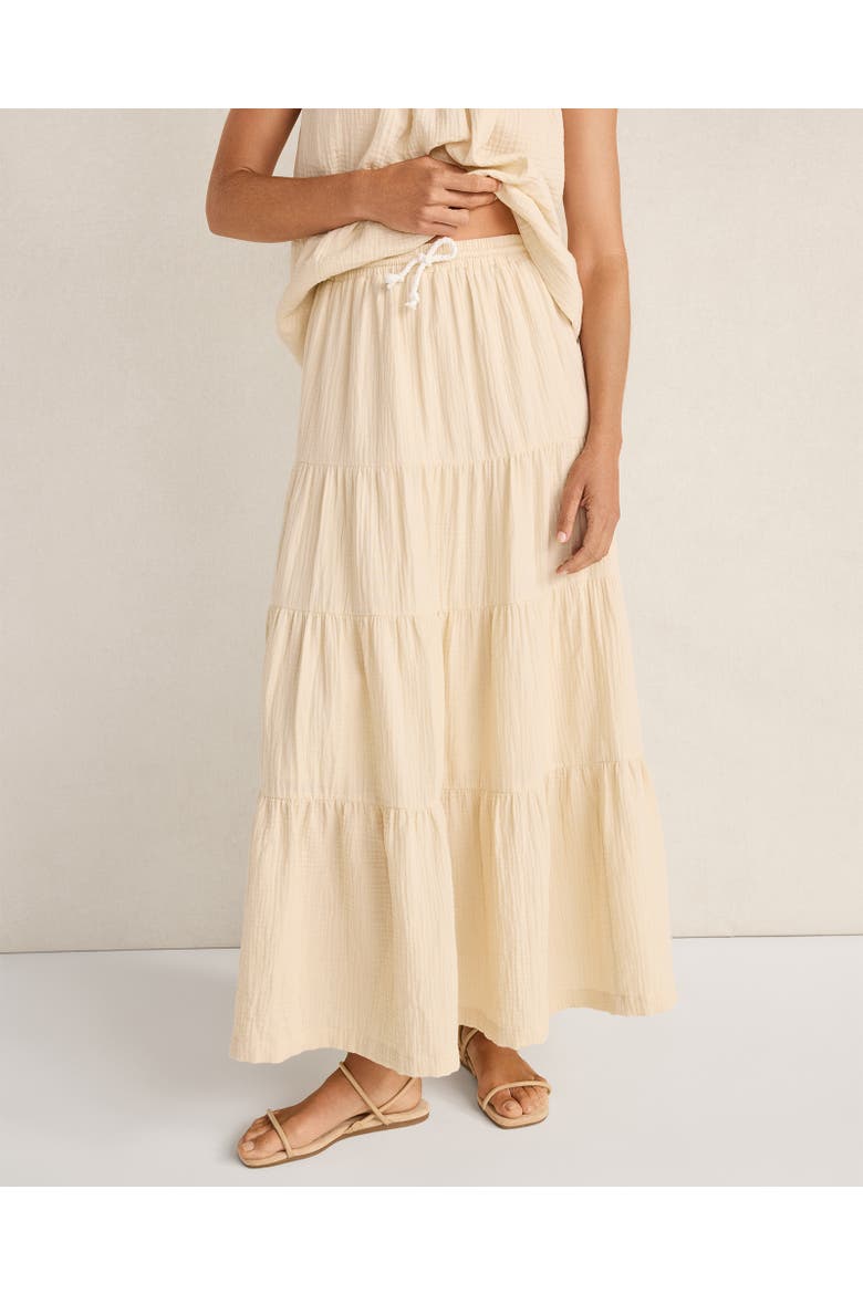 Organic Cotton Gauze Tiered Maxi Skirt, Main, color, Misty Beige