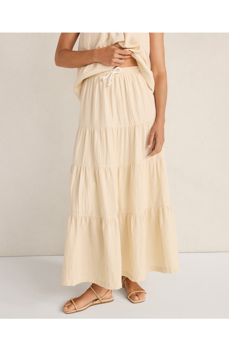 Haven Well Within Organic Cotton Gauze Tiered Maxi Skirt, Main, color, Misty Beige