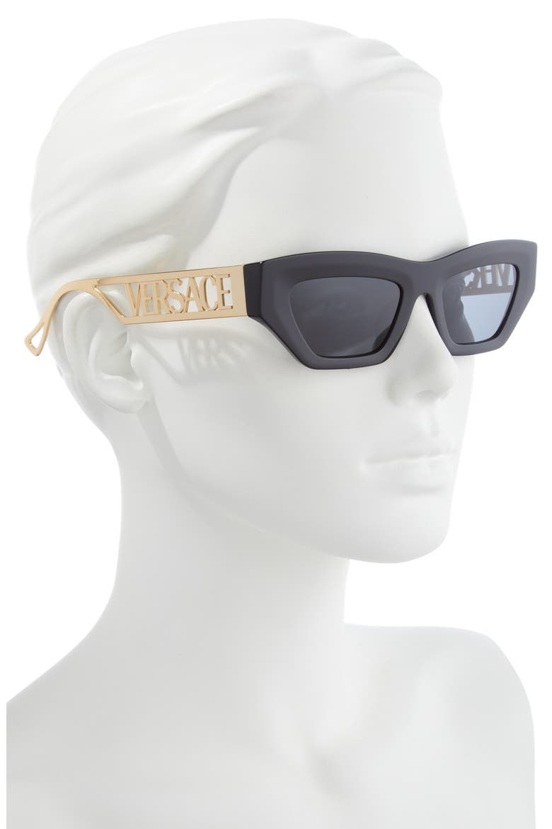 53mm Irregular Sunglasses, Alternate, color, DARK GREY