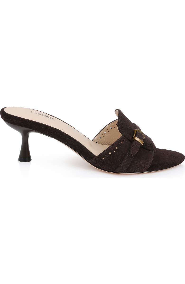 L'AGENCE Lina Slide Sandal, Alternate, color, Dark Brown Suede