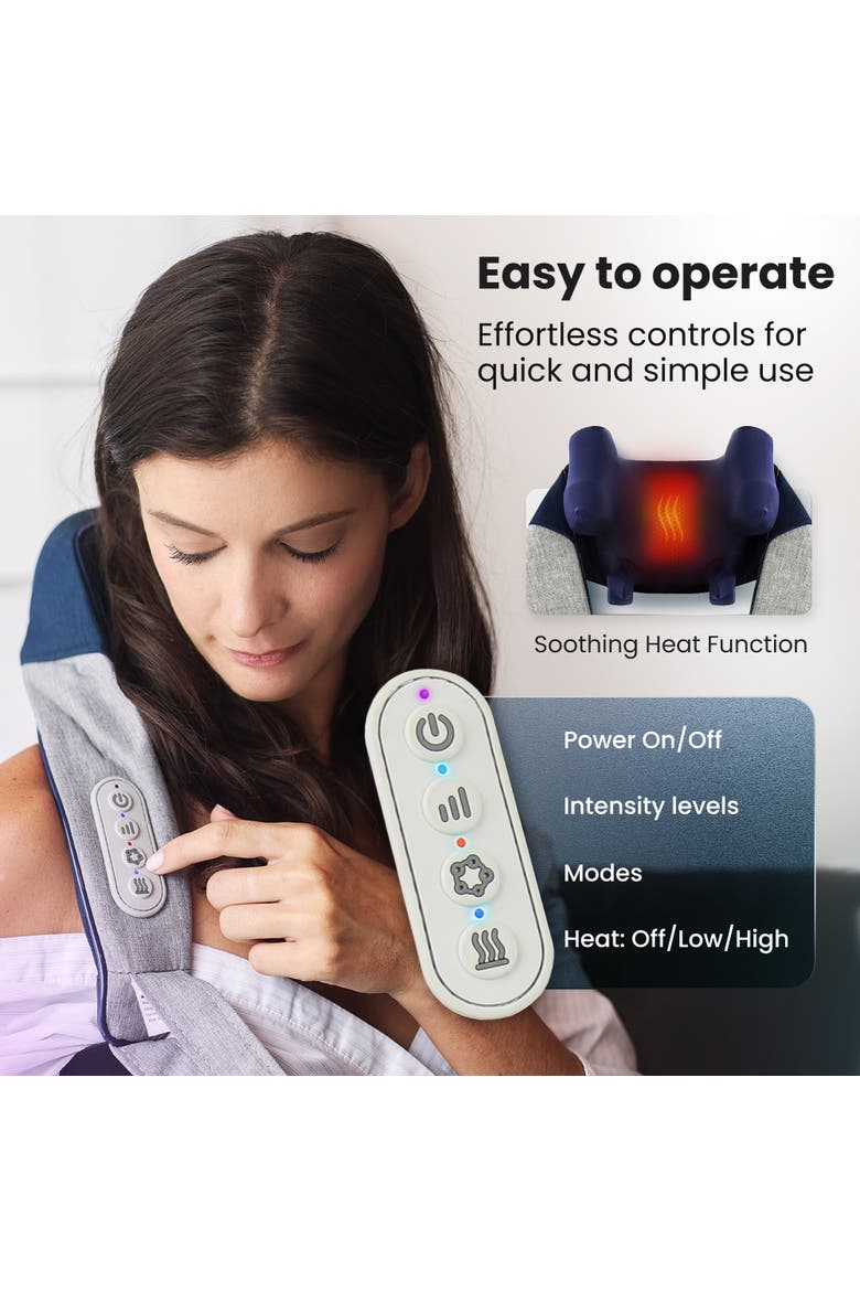 Wave Neck and Back Massager with App Control, Alternate, color, Blue