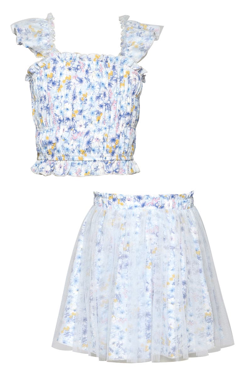 Hannah Banana Kids' Floral Smock Tank Top & Mesh Skirt Set, Alternate, color, 