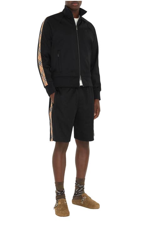 Check Trim Cotton Blend Shorts