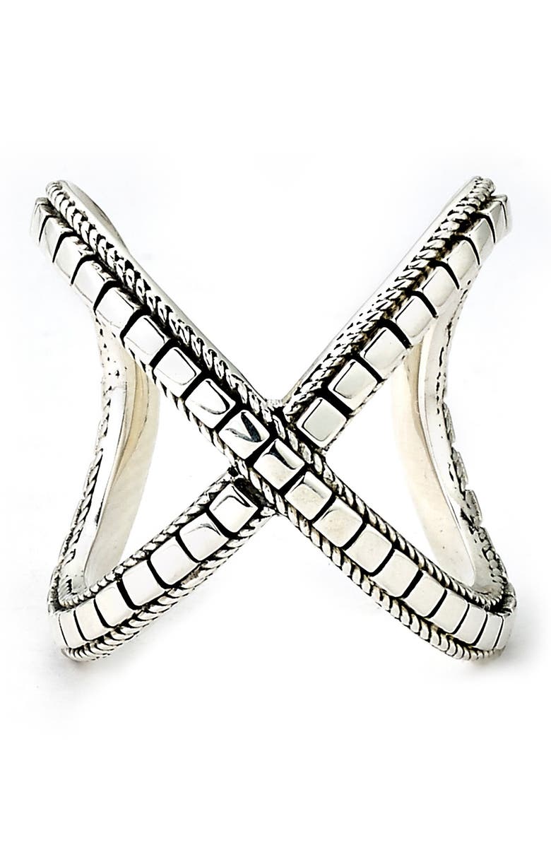 SAMUEL B. Square Cut 'X' Ring, Main, color, Silver