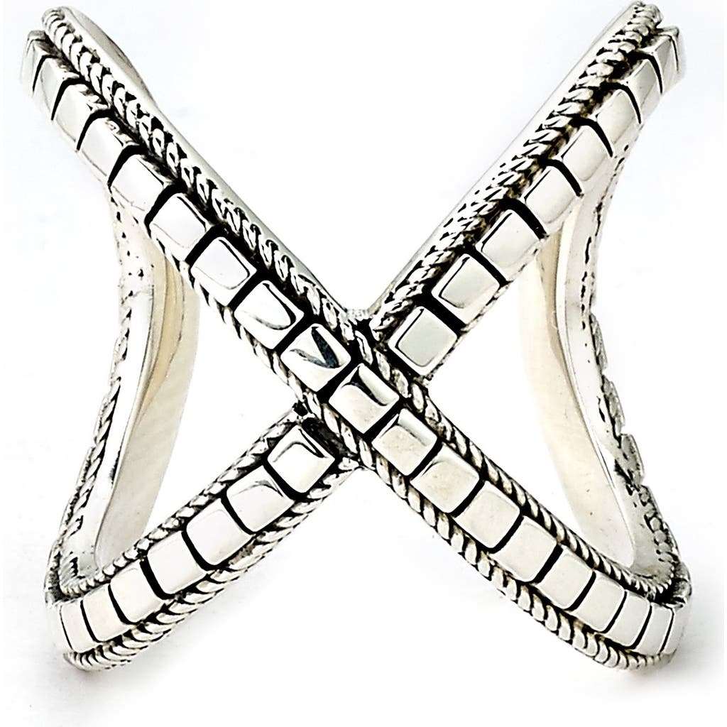 SAMUEL B. Square Cut 'X' Ring in Silver at Nordstrom Rack, Size 6