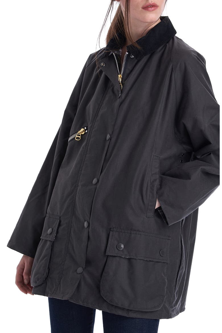 x ALEXACHUNG Edith Weatherproof Waxed Cotton Jacket, Alternate, color, CHARCOAL/ DRESS GORDON
