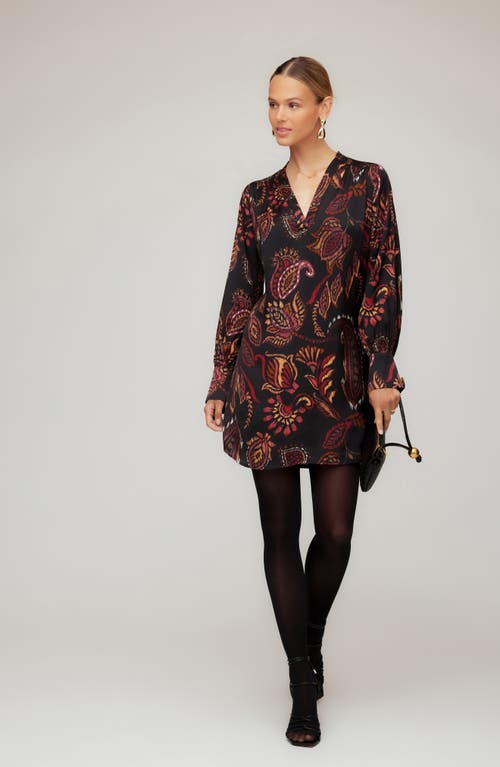 Fifteen Twenty Calista Print Long Sleeve Shift Dress In Burgundy