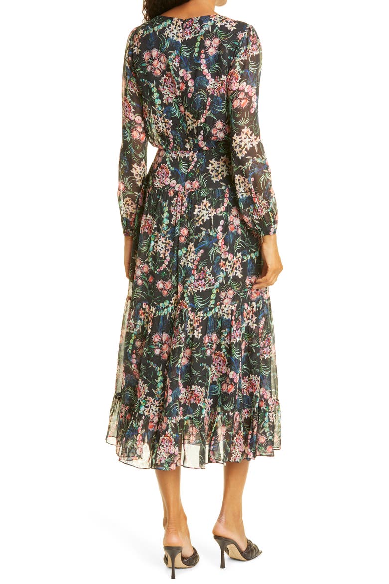 Isabel Fil Coupé Silk Blend Midi Dress, Alternate, color, NOIR STARBURST