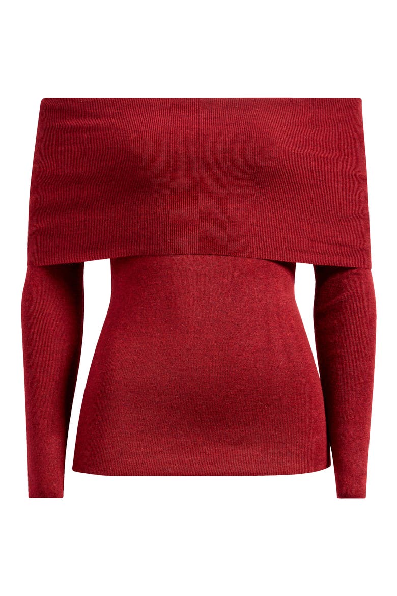 Sonia Off the Shoulder Rib Sweater, Alternate, color, BORDEAUX