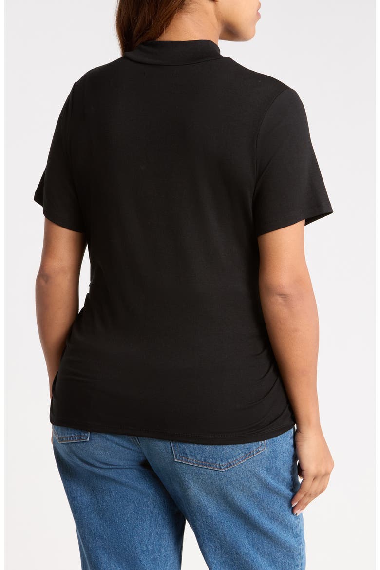 Mock Neck Short Sleeve Top, Alternate, color, BLACK