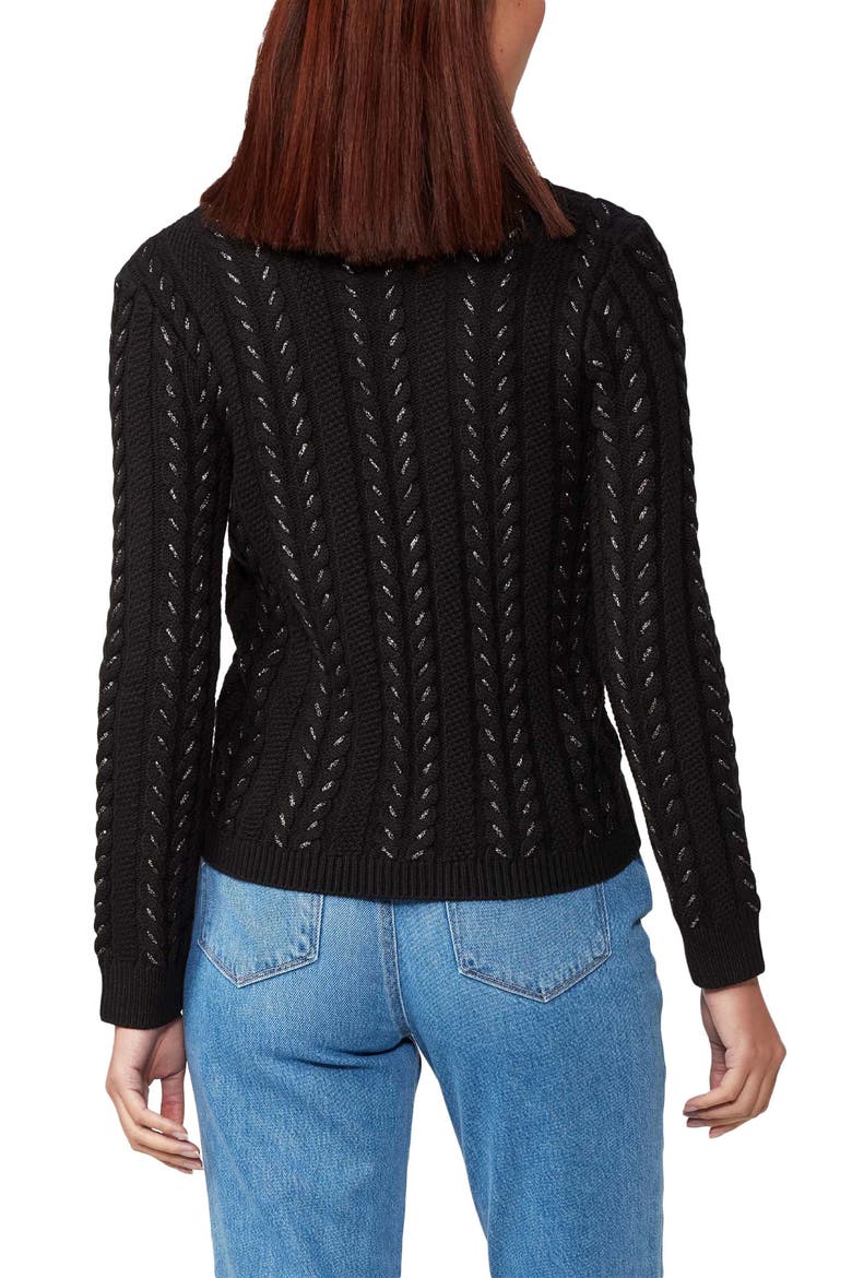 Dorthea Metallic V-Neck Sweater, Alternate, color, BLACK/ GUNMETAL METALLIC