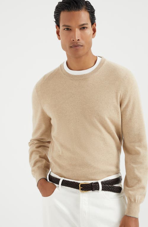 Brunello Cucinelli Cashmere Crew-neck Sweater In Sand