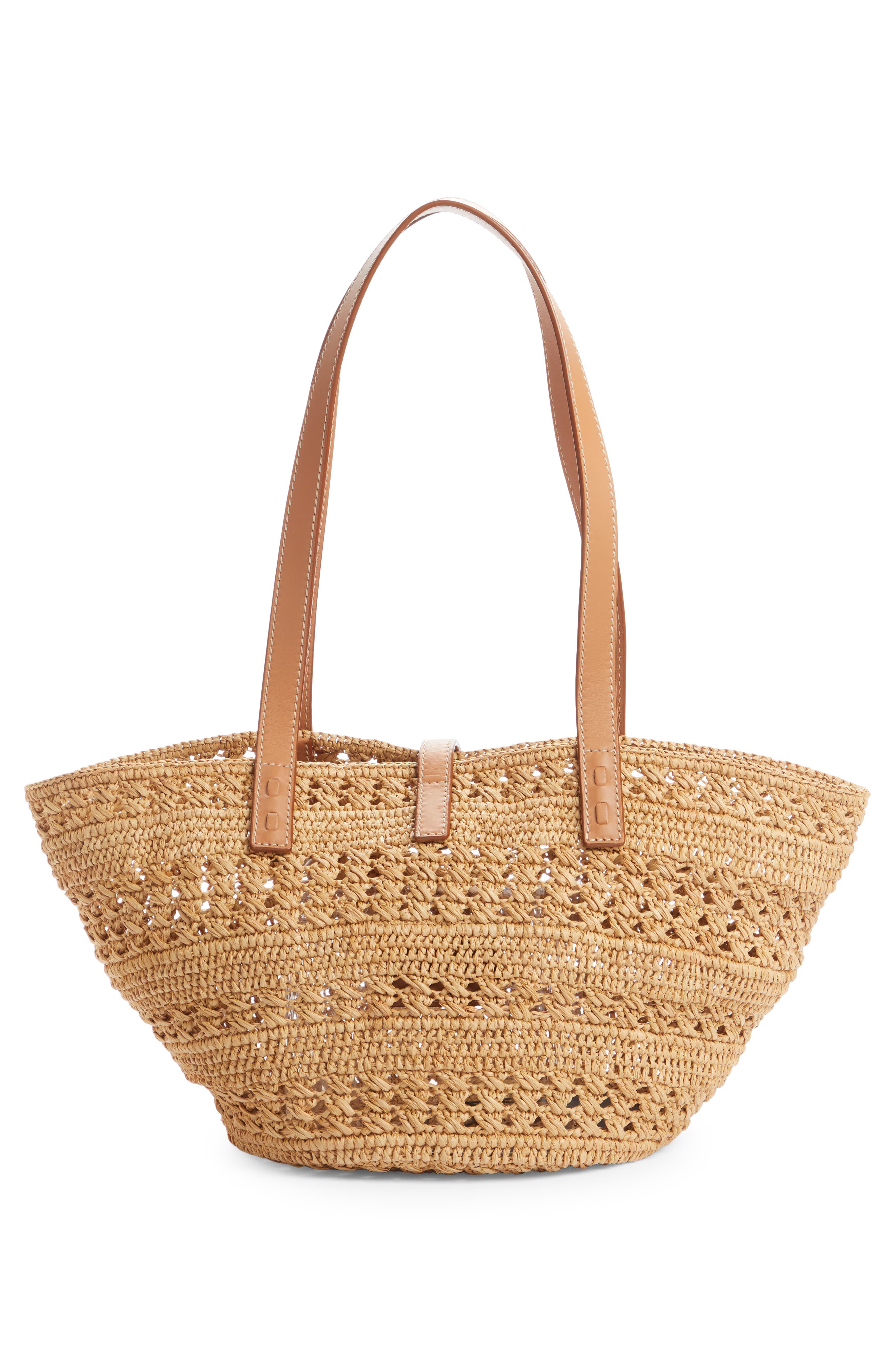 Saint Laurent Small Panier Woven Straw Tote, Alternate, color, 