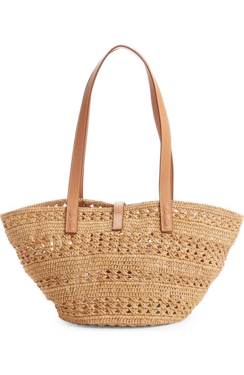 Saint Laurent Small Panier Woven Straw Tote, Alternate, color,