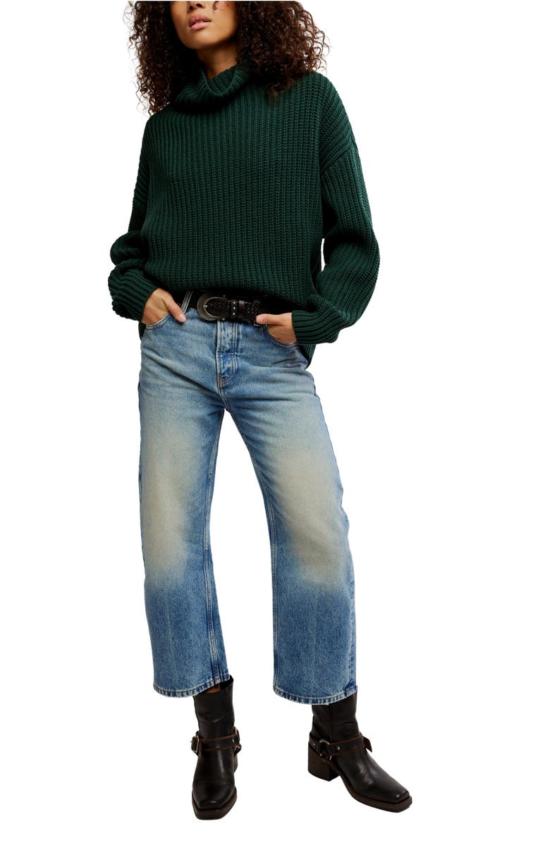 Free People Swim Too Deep Turtleneck Sweater, Alternate, color, Deepest Spruce