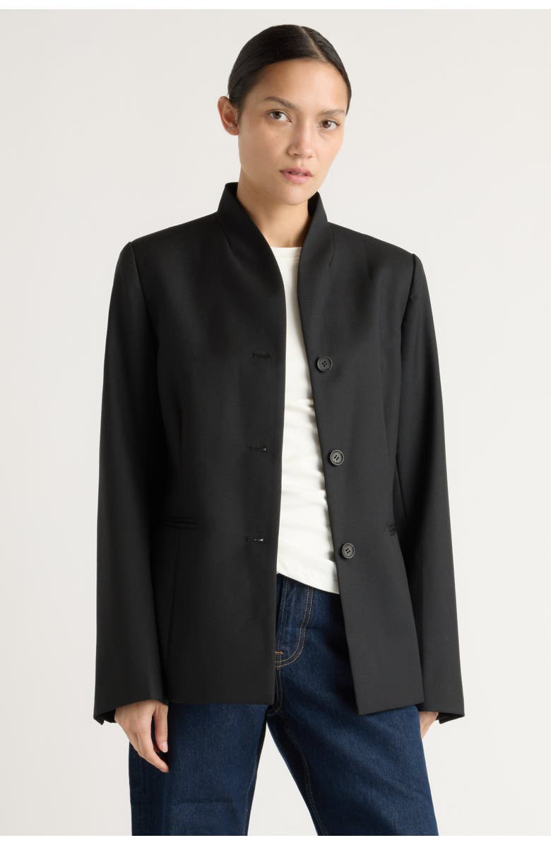 Modern Citizen Myanna Tailored Wool-Blend Blazer, Main, color, Black