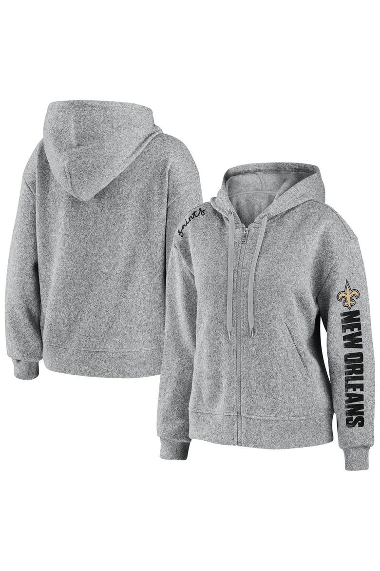 Women's WEAR by Erin Andrews Heathered Gray New Orleans Saints Full-Zip Hoodie, Main, color, Heather Gray