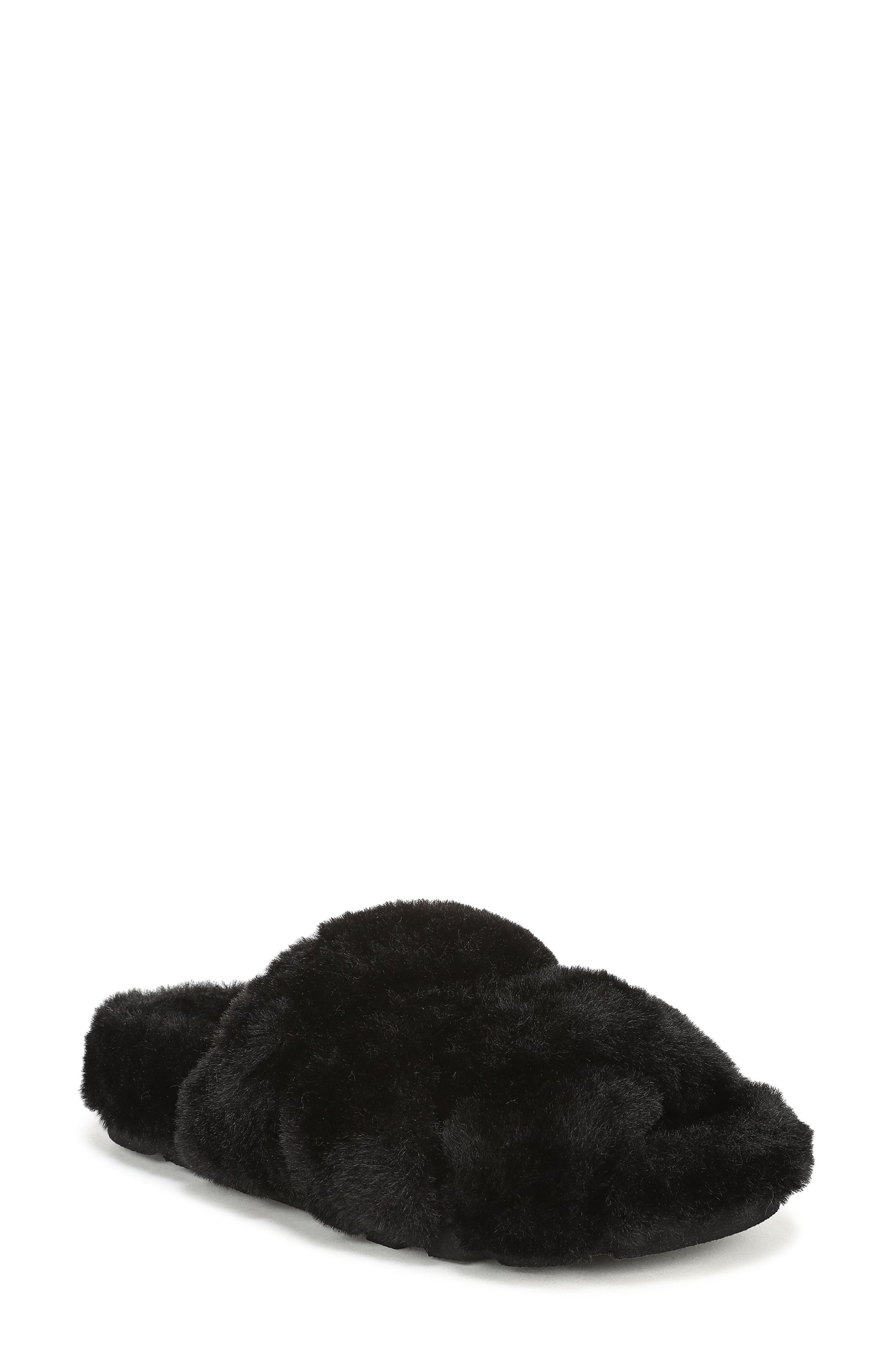 Peppa Faux Fur Slipper, Main, color, BLACK