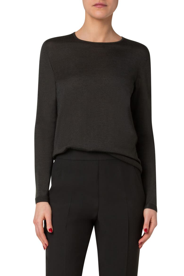 Cashmere & Silk Crewneck Sweater, Main, color, KALE GREEN