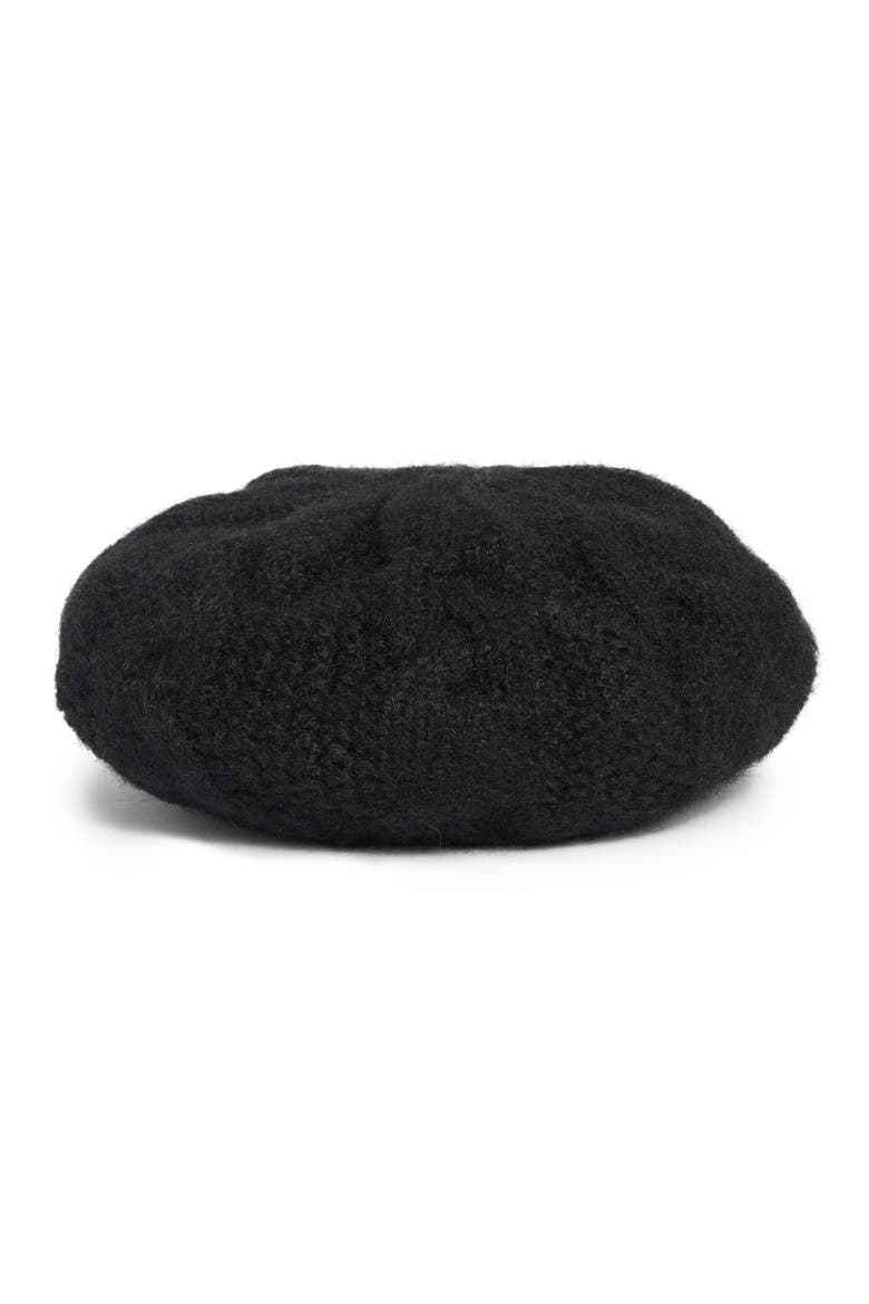 Fuzzy Chunky Cable Knit Beanie, Main, color, BLACK