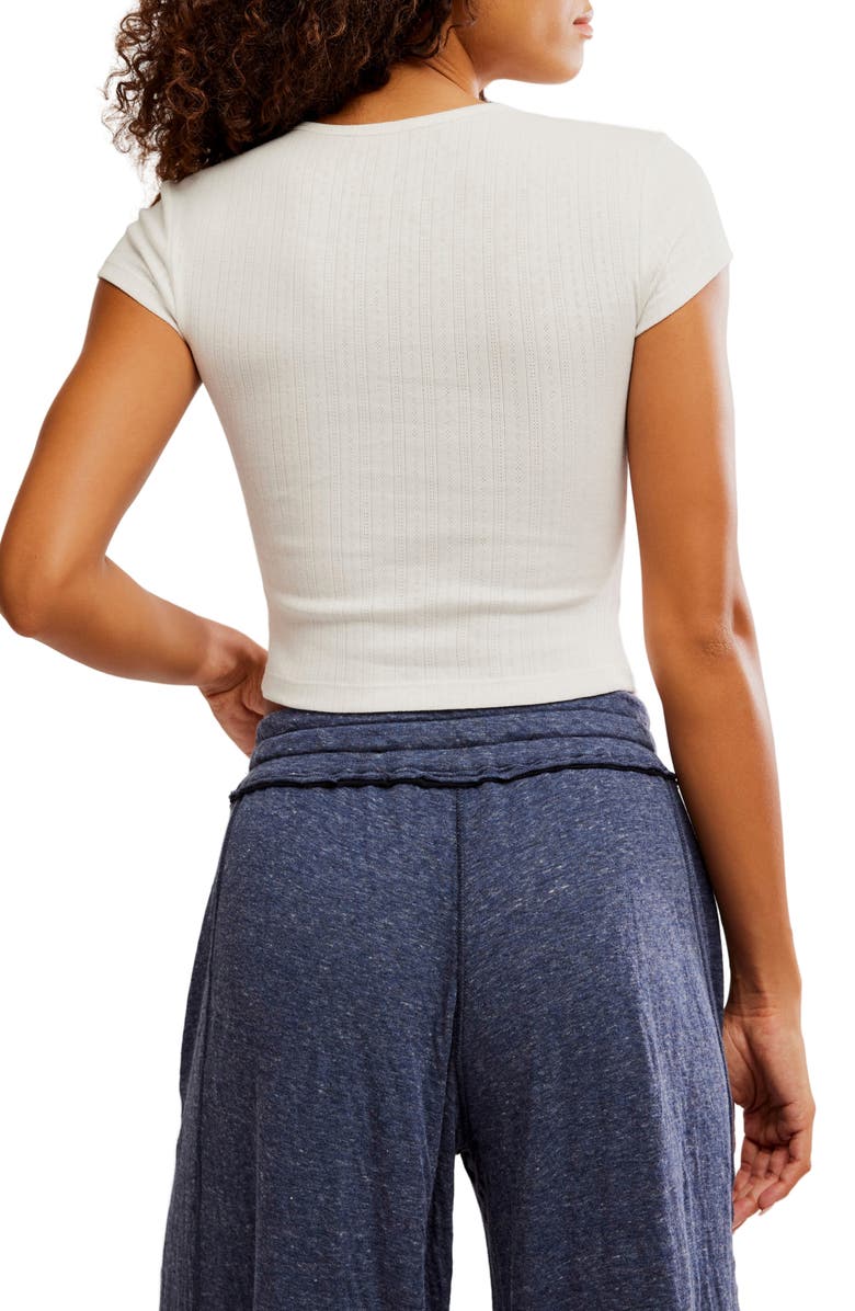 Free People Wait a Minute Rib Baby T-Shirt, Alternate, color, Bright White