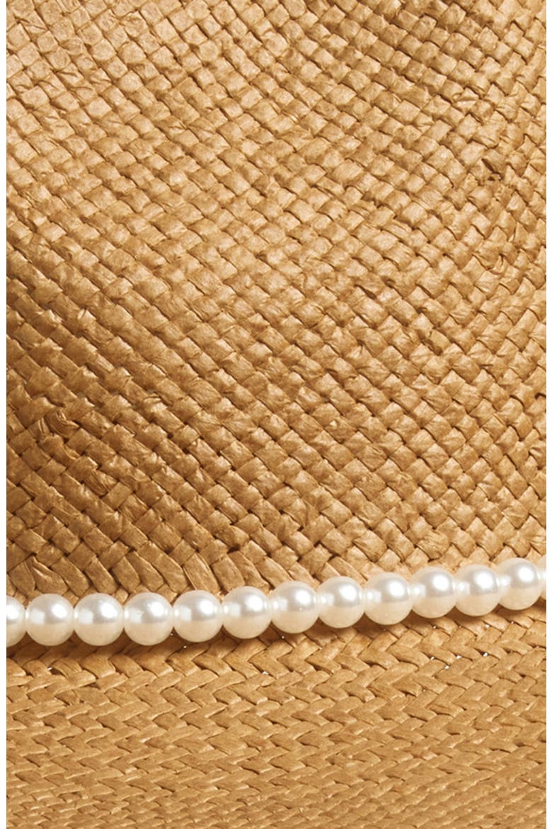Imitation Pearl Strand Straw Hat, Alternate, color, NATURAL