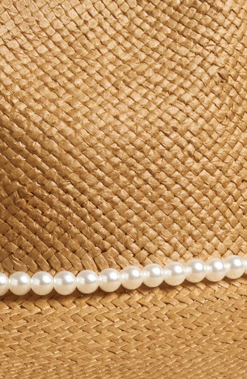 Lele Sadoughi Faux Pearl Strand Straw Hat In Natural