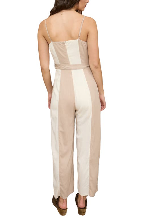 Blu Pepper Colorblock Wide Leg Jumpsuit In Neutral