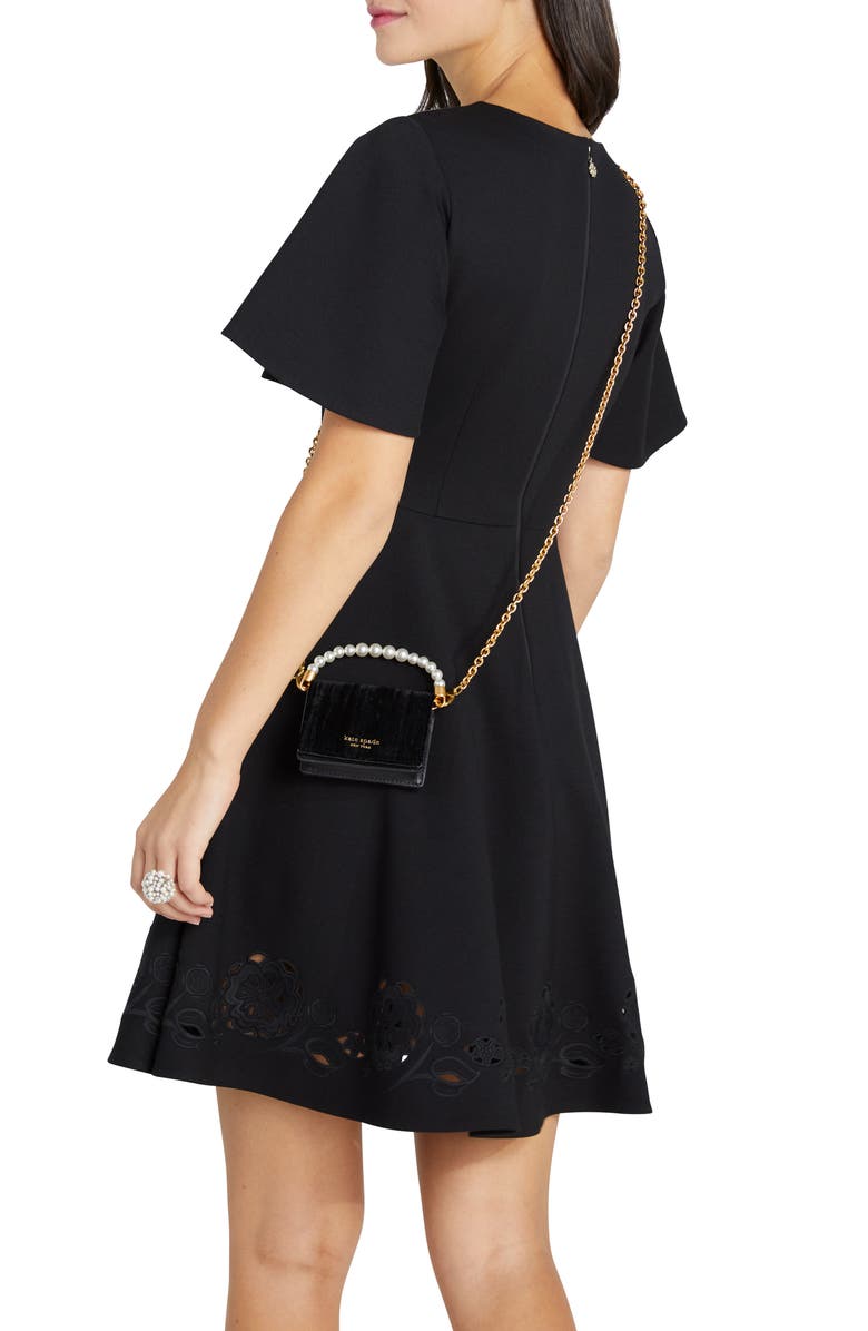 Kate Spade New York embroidered cutwork ponte a-Line dress, Alternate, color,