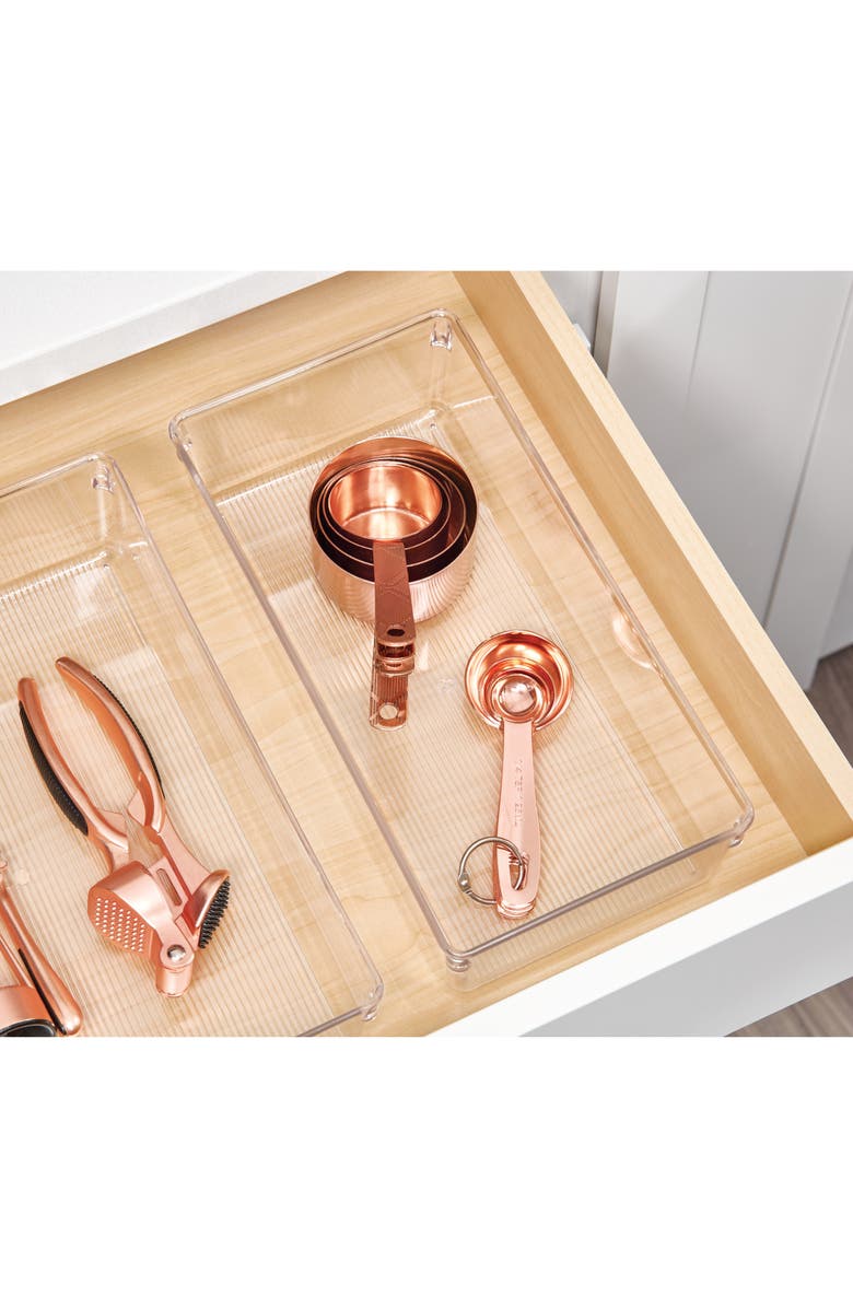 iDesign Plastic Dresser Drawer Organizer for Bedroom - Set of 3 - Clear, Alternate, color, Clear