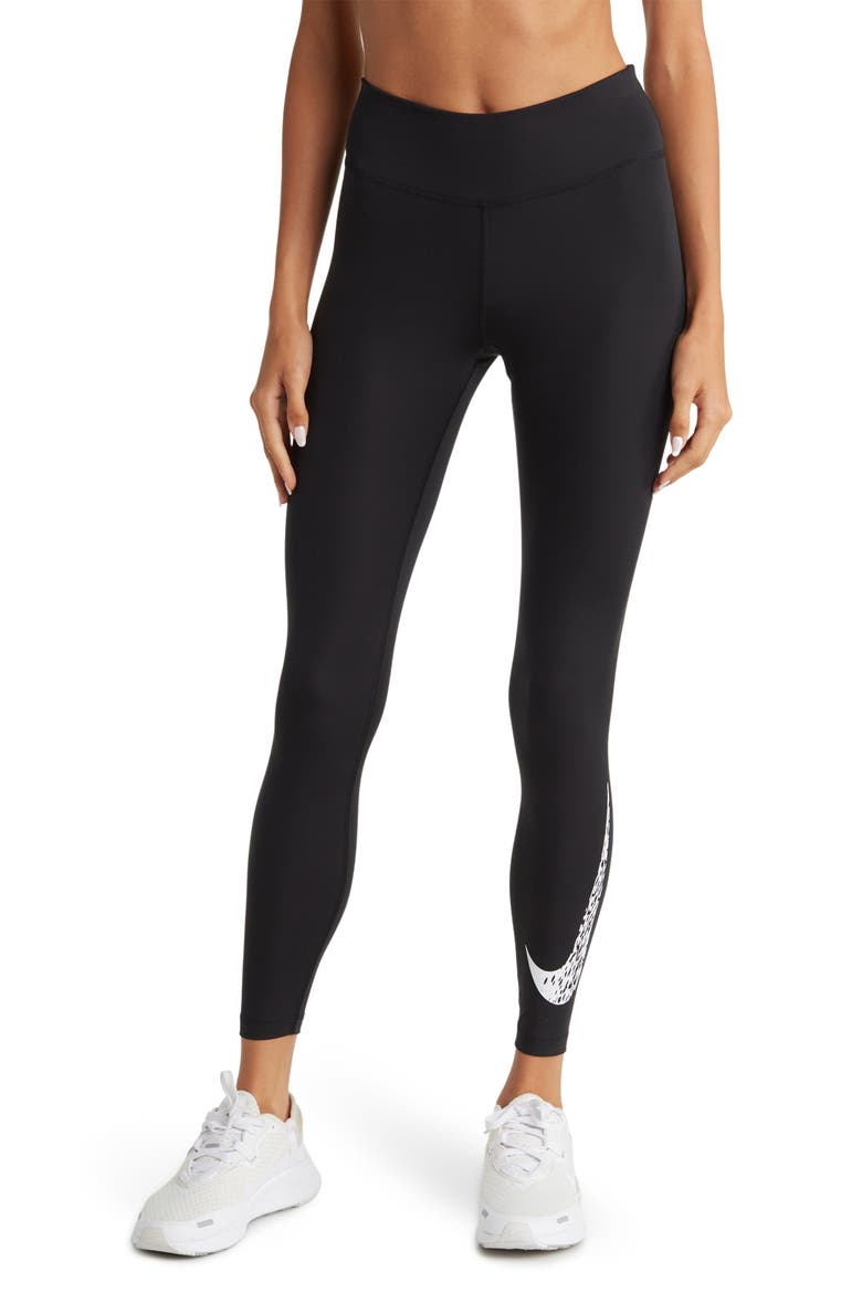 Dri-FIT Swoosh Mid Rise 7/8 Running Tights, Main, color, 010 BLACK/ REFLECTIVE SILV