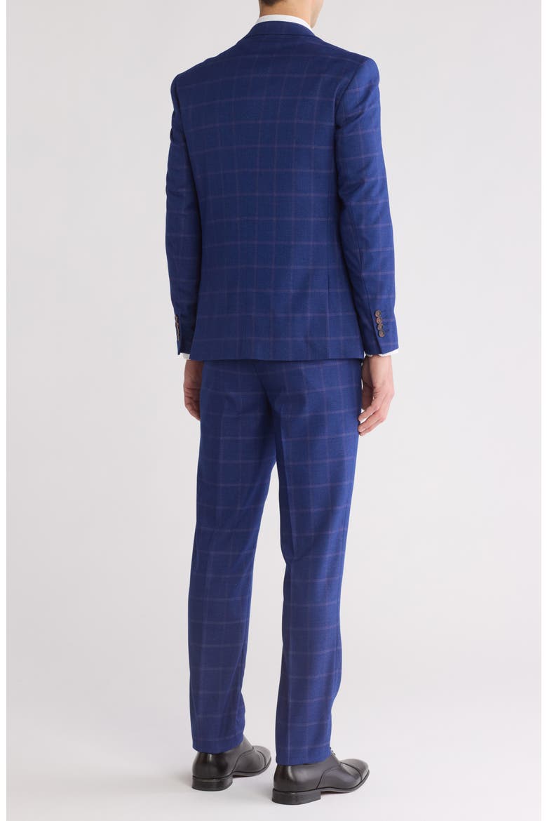 Slim Fit 3-Piece Plaid Suit, Alternate, color, INDIGO