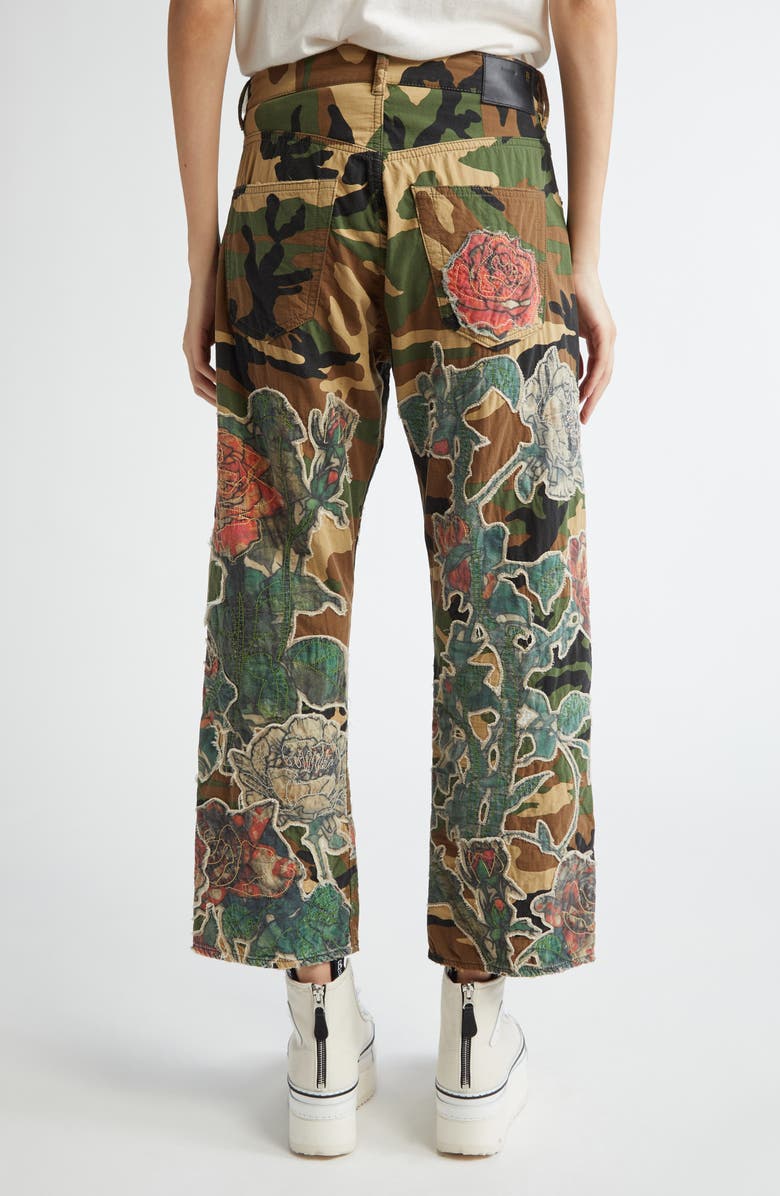 R13 Floral Appliqué X-Boyfriend Camo Pants, Alternate, color, 